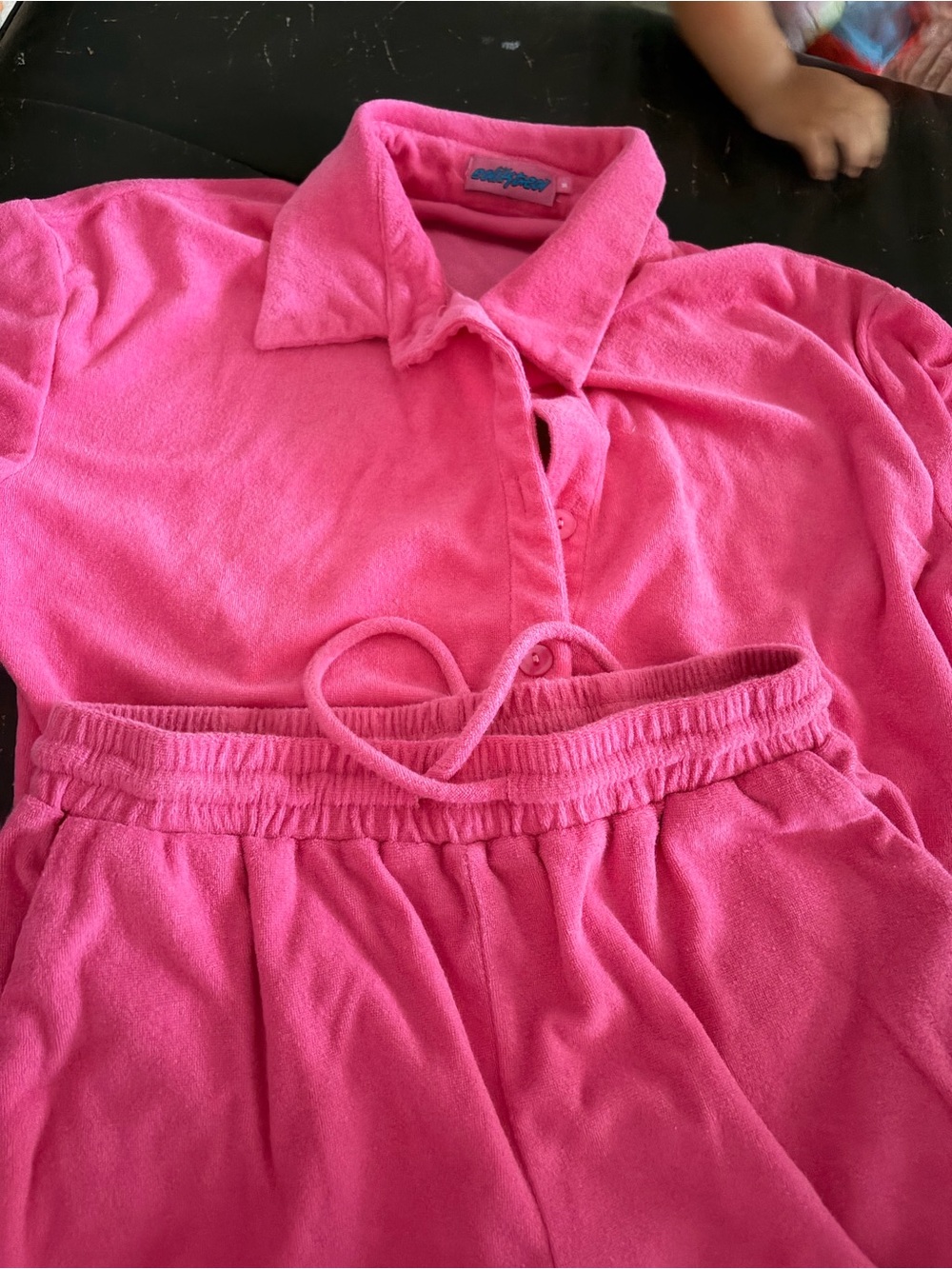 Edikted terry cloth shirt/short set size medium